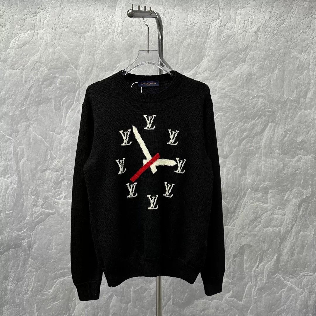 louis vuitton clock design black sweater