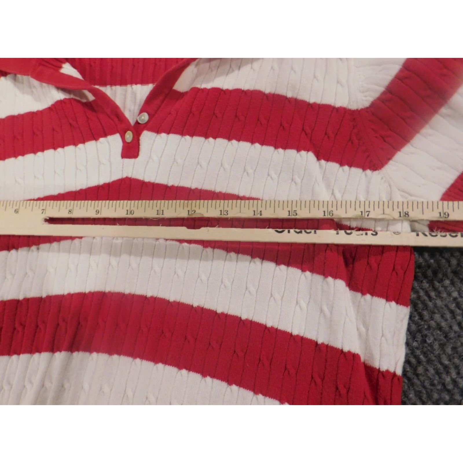 Vintage Kim Rogers Womens Blouse PL Petited Red Striped polo pullover stretch Size L / US 10 / IT 46 - 6 Thumbnail