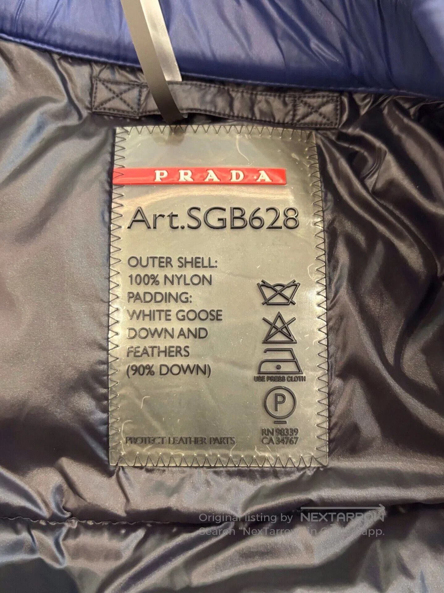 Prada Prada Triangle Logo Padded Shoulder Men's Blue Down Vest. Size US L / EU 52-54 / 3 - 5 Thumbnail