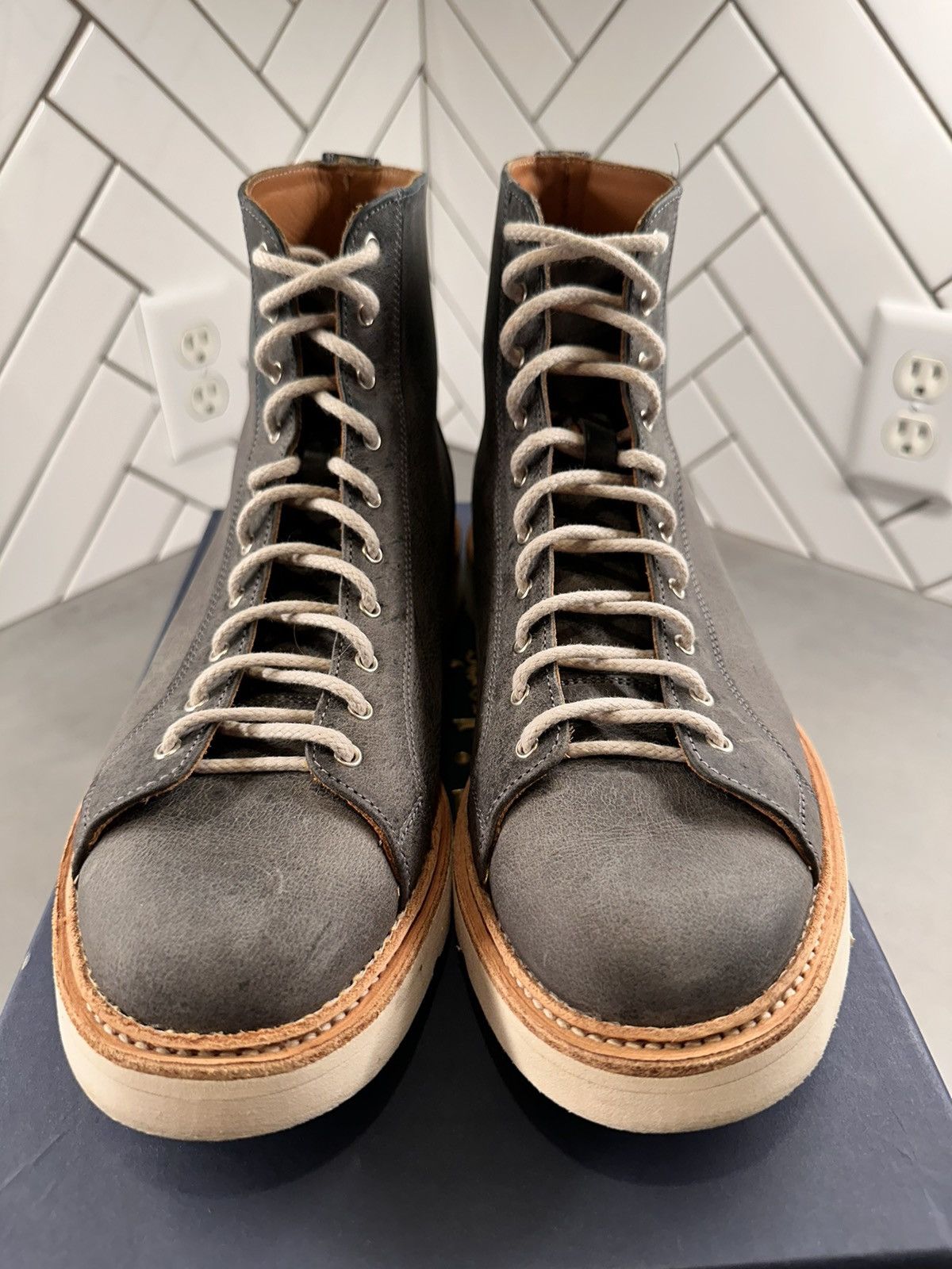 image of Trickers Kudu Nubuck Monkey Boot in Blue, Men's (Size 7.5)