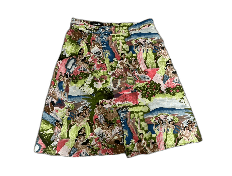 Yohji Yamamoto Vintage Zucca Printed Skirt with Layered Design-2506 Size 30" / US 8 / IT 44 - 1 Thumbnail