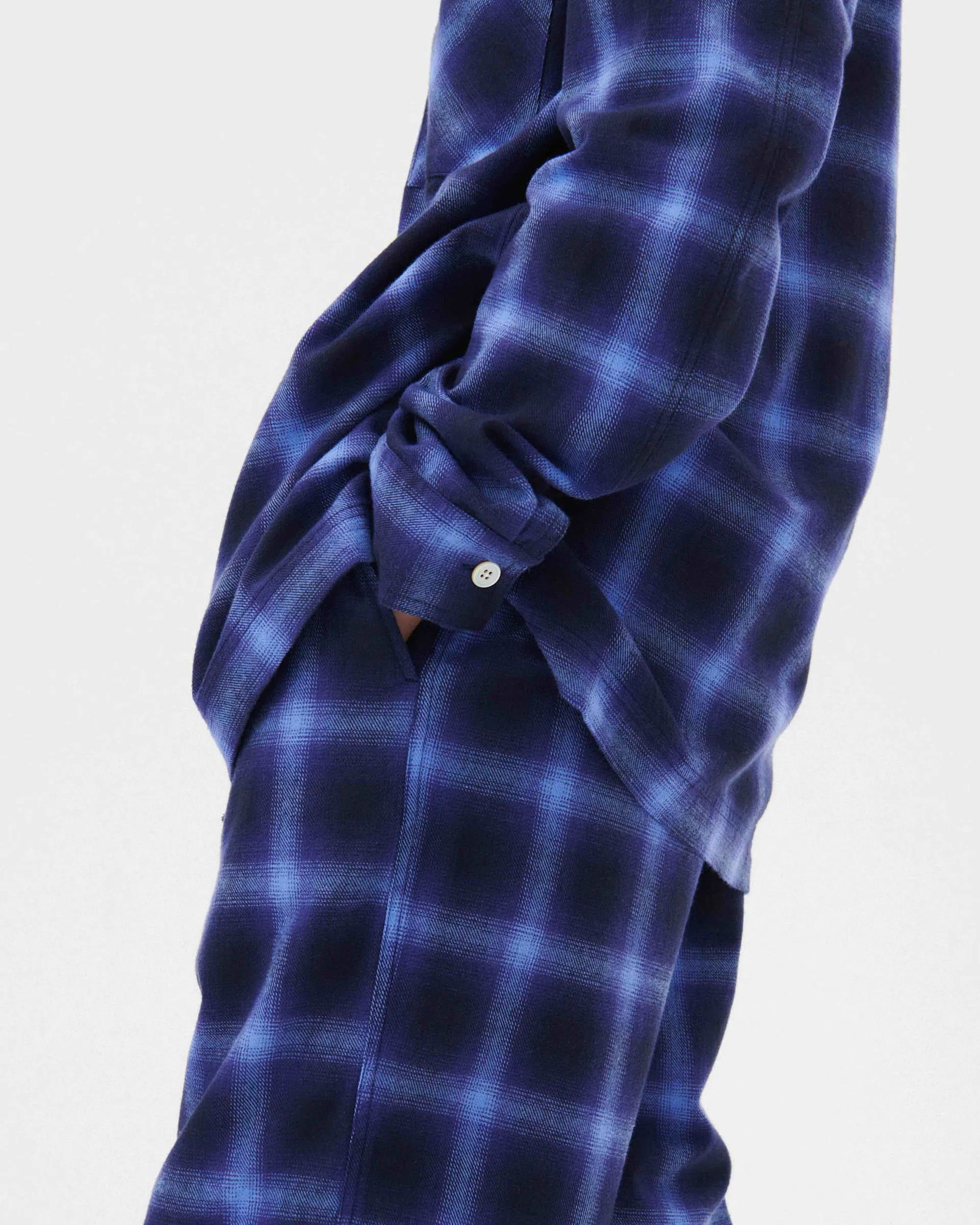 Tekla o1mle0525 Unisex Flannel Pyjamas Pants in Dark Blue Size 28" / US 6 / IT 42 - 5 Thumbnail