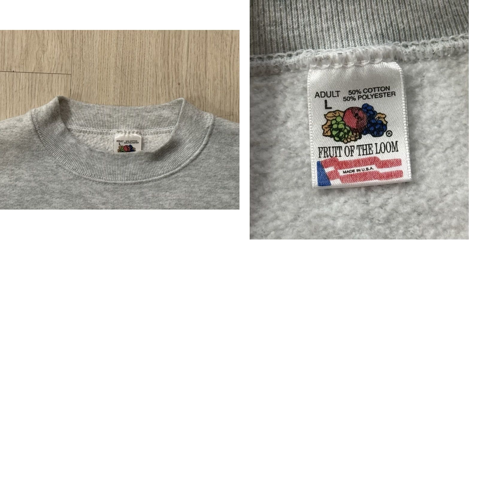 Fruit Of The Loom VINTAGE Leaf Peeper Crewneck Sweatshirt Large Gray Cotton Polyester 90s Nature Graphic Print Fruit of the Loom Unisex Adults Sweatshirt Mens Womens Size US L / EU 52-54 / 3 - 8 Thumbnail