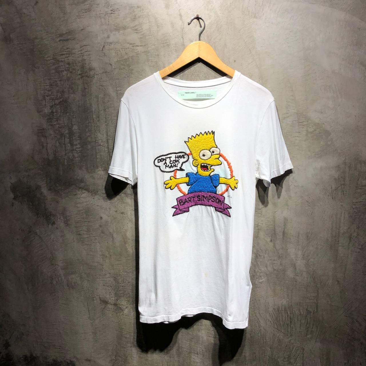 Off-White Off-White Bart Simpson “Don’t Have a Cow Man” Embroiderd tee Size US S / EU 44-46 / 1 - 1 Thumbnail