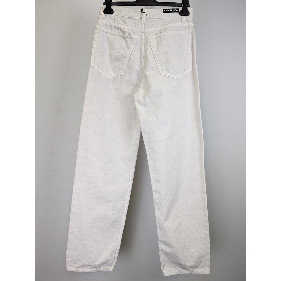 Balenciaga o1rshd1 Loose Fit Jeans White Denim in Cream Size US 26 / EU 42 - 11 Thumbnail