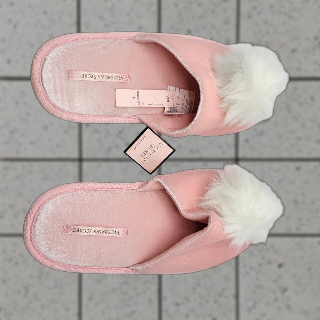 Victoria's Secret VINTAGE VS Victoria's Secret Slippers Adults Women Pink Pom Pom Slip On 9-10 New Size ONE SIZE - 1 Thumbnail