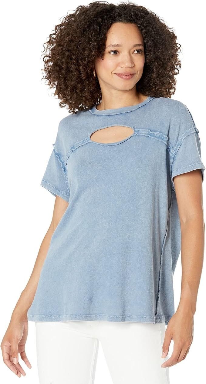 Free People Free People We The Free Cutout Tee Mediterranean Blue ( XS ) Size XS / US 0-2 / IT 36-38 - 1 Thumbnail