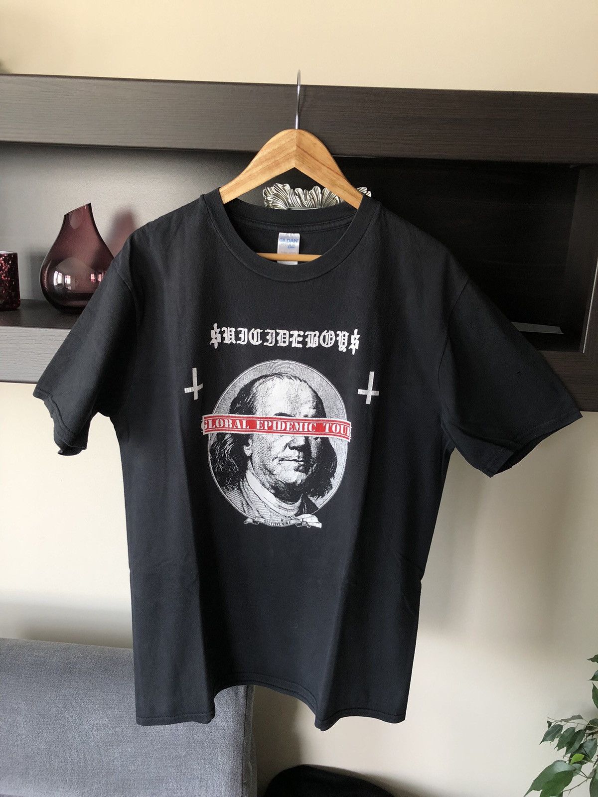 image of Fuck The Population x G59 Records $Uicideboy$ 2017 Global Epidemic Tour Tee in Black (Size Large)