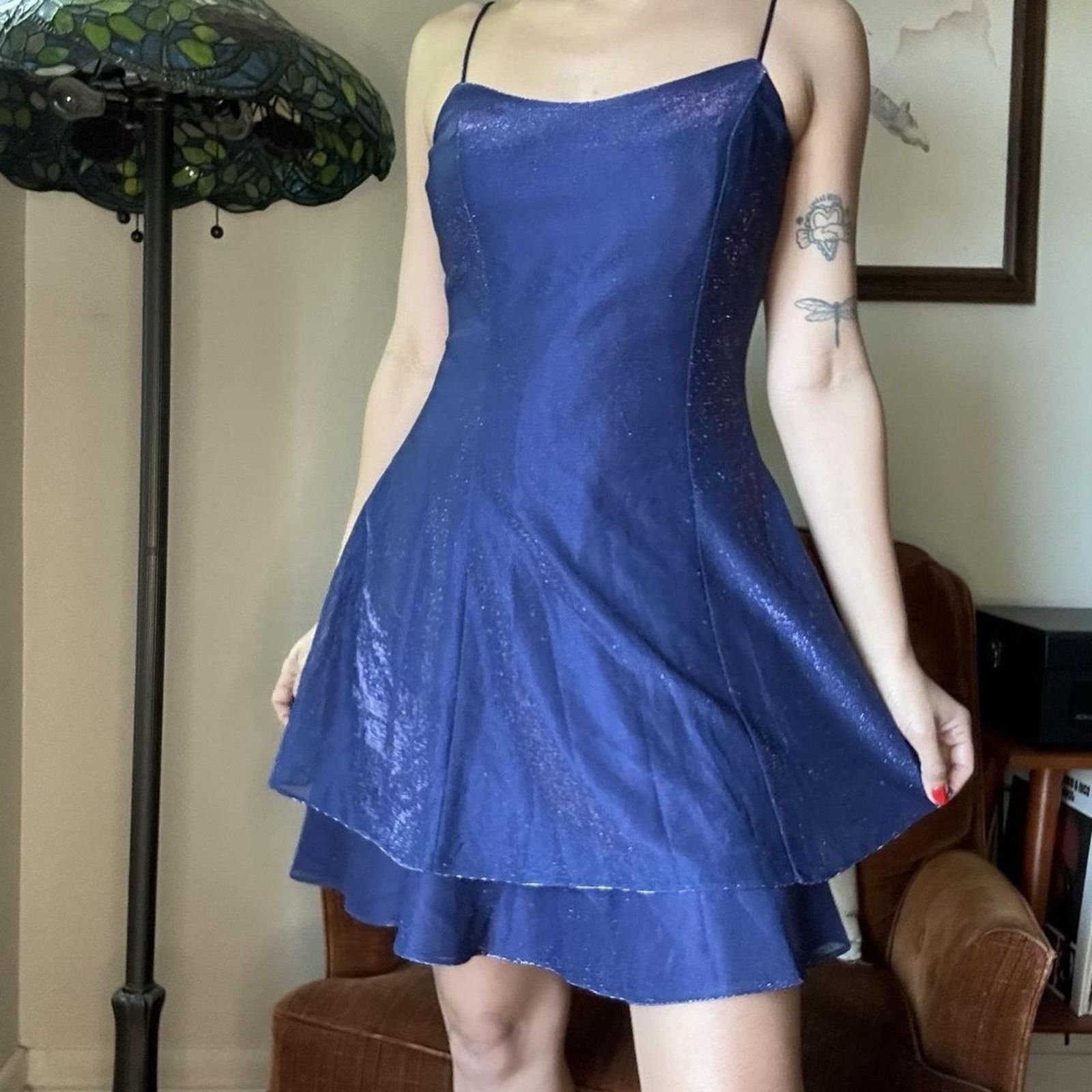 Vintage VTG Steppin Out Purple Iridescent Y2K Mini Dress 13/14 Size M / US 6-8 / IT 42-44 - 1 Thumbnail