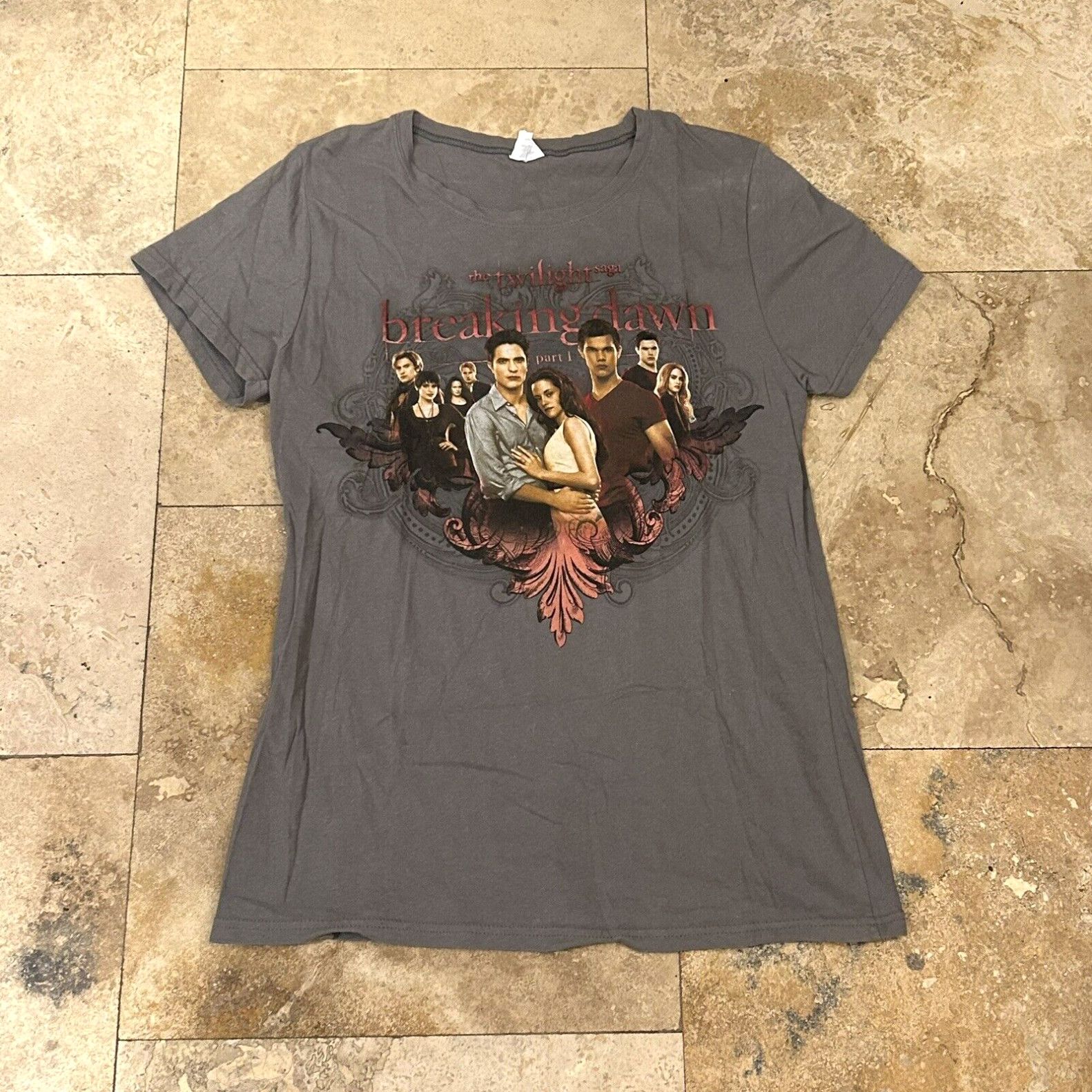 Image of Vintage Twilight Movie Promo Breaking Dawn Part 1 T-Shirt Women’S Size 2Xl Gray in White, Women's