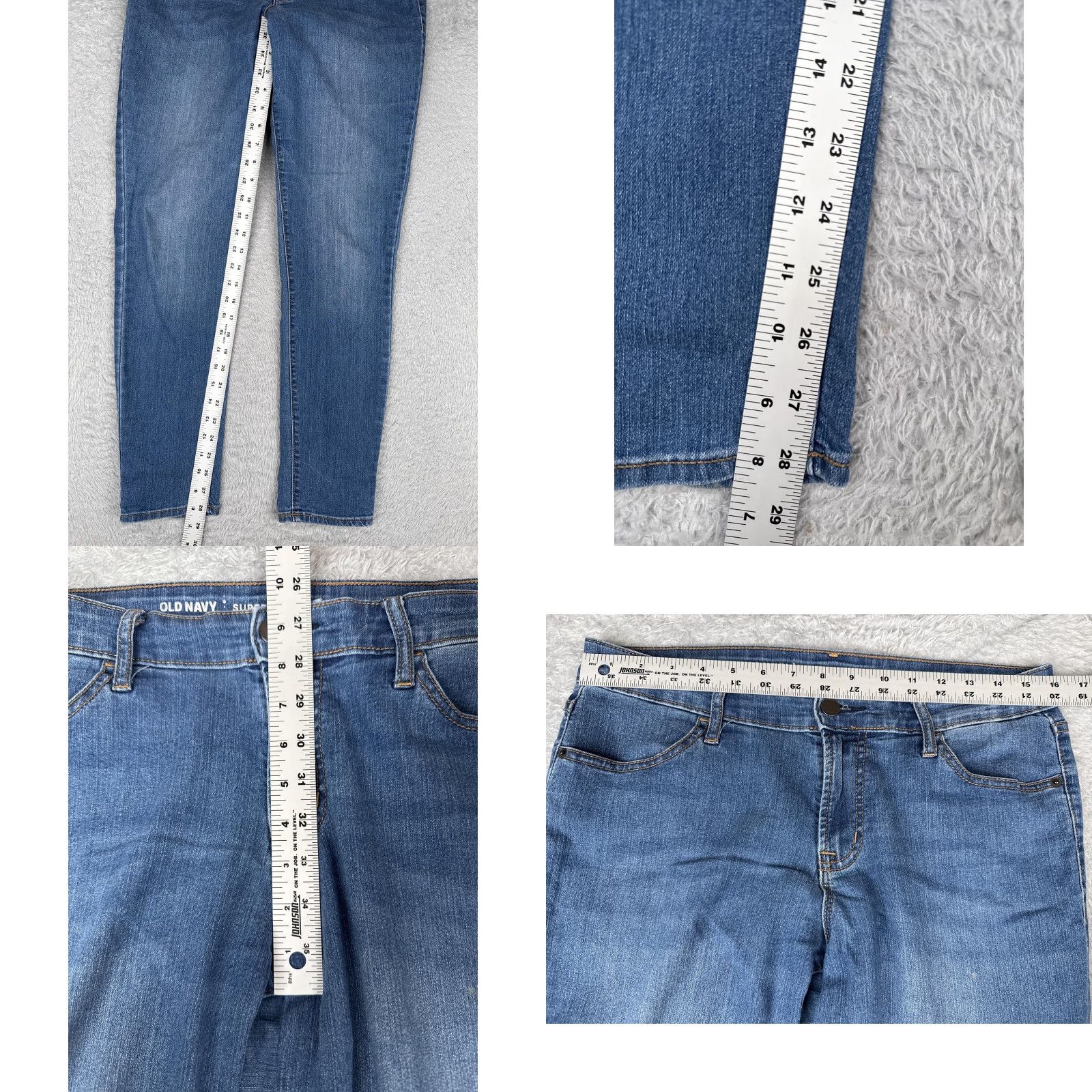 Old Navy Old Navy Jeans Womens 10 Blue Mid Rise Super Skinny Stretch Denim Five Pocket Jeans Size 32" / US 10 / IT 46 - 8 Thumbnail
