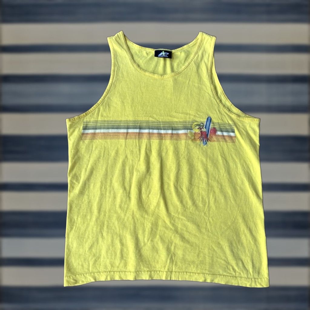 Vintage VINTAGE Athletech Hawaii Tank Top Shirt L Yellow 90s Hula Girl Beach Hawaii Surfer Retro Graphic Print Men’s Reg Pullover? Size US L / EU 52-54 / 3 - 1 Thumbnail