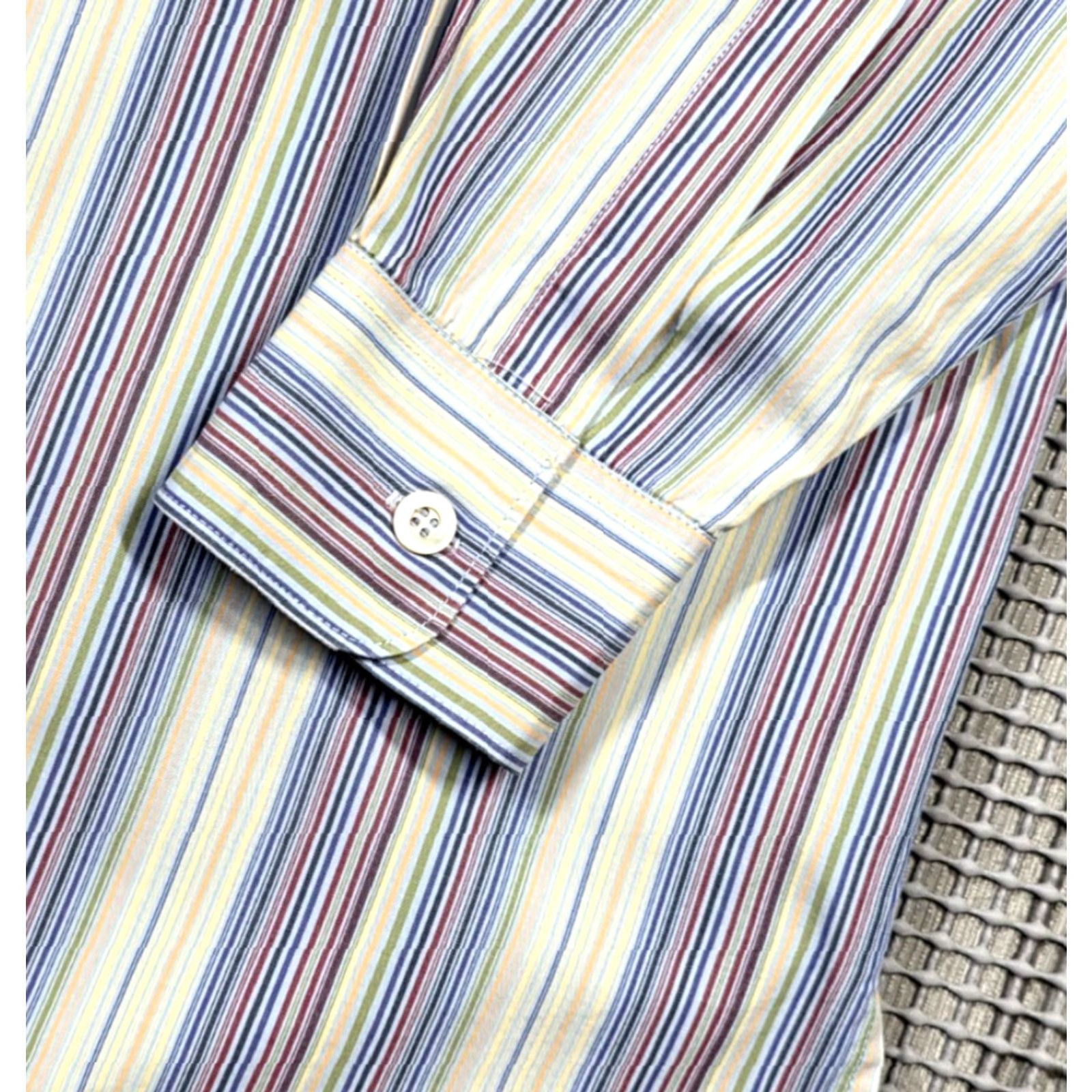 Ermenegildo Zegna Ermenegildo Zegna Button-Up Shirt Men Long Sleeve L Multicolor Stripe Italy Made Size US L / EU 52-54 / 3 - 6 Thumbnail