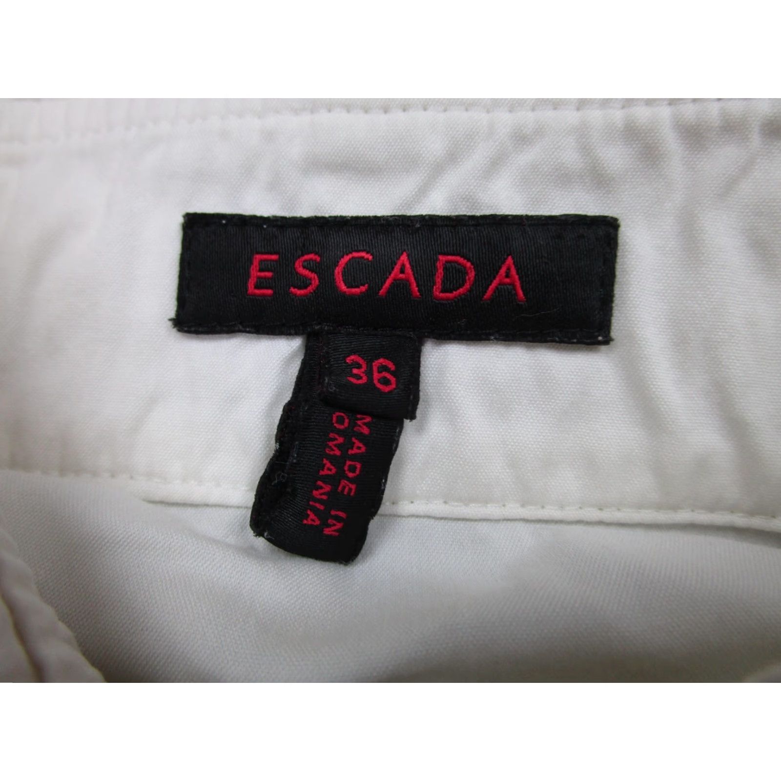 Escada Escada Blouse Womens 36 White Stretch Button Front Rhinestone Cuffs Slim Fit Size XS / US 0-2 / IT 36-38 - 6 Thumbnail
