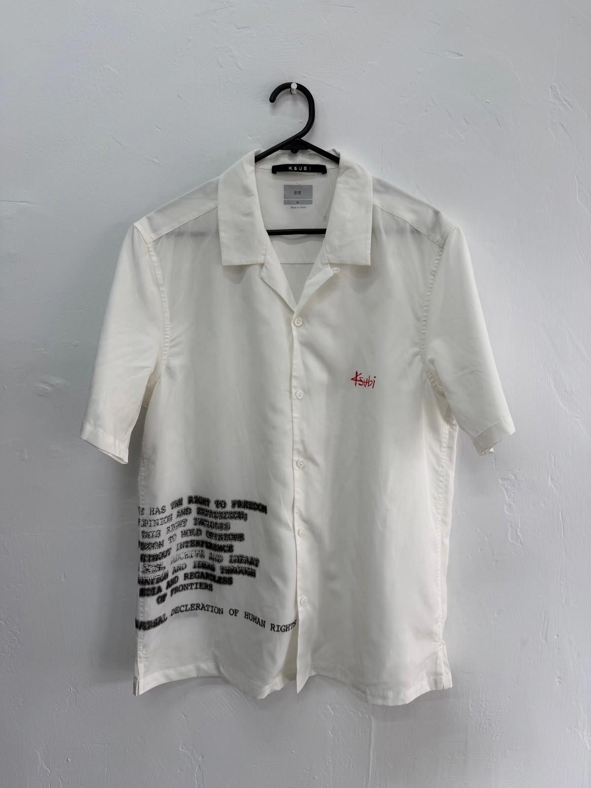 new ksubi medium m short sleeve resort shirt white black