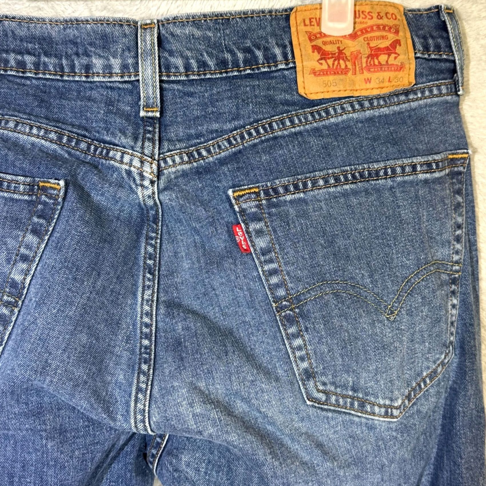 Levi's Levi’s 505 Jeans Men 34x30 Regular Fit Mid Rise Straight Blue Denim Classic Size US 34 / EU 50 - 7 Thumbnail