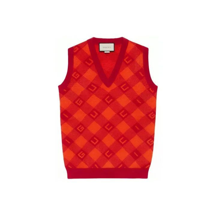 Other Gucci V-Neck Plaid Women's Vest in Orange-2507 Size XS / US 0-2 / IT 36-38 - 7 Thumbnail
