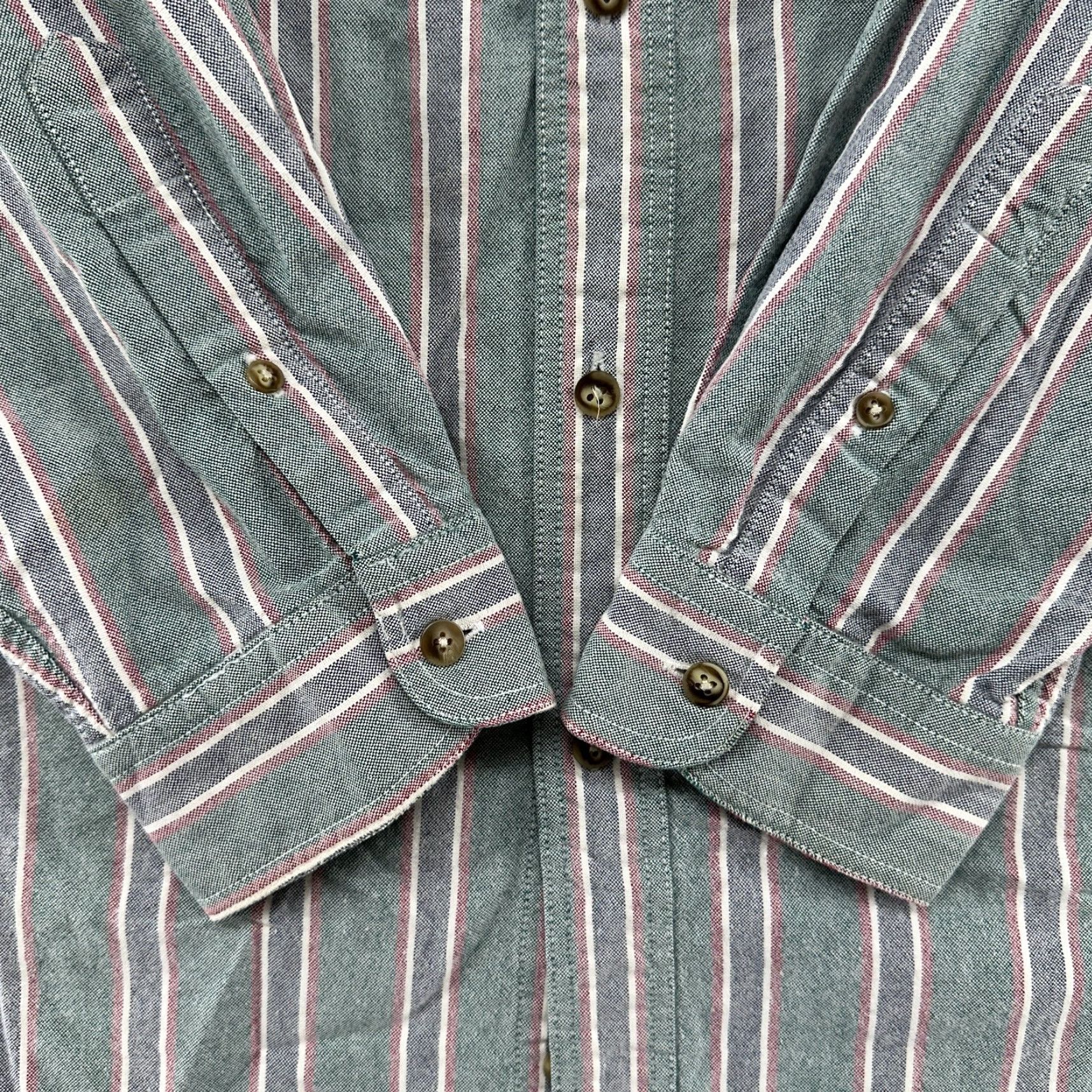 Eddie Bauer VINTAGE Eddie Bauer Shirt Men XLT Green Vertical Striped Button Down Long Sleeve Size US XL / EU 56 / 4 - 2 Thumbnail