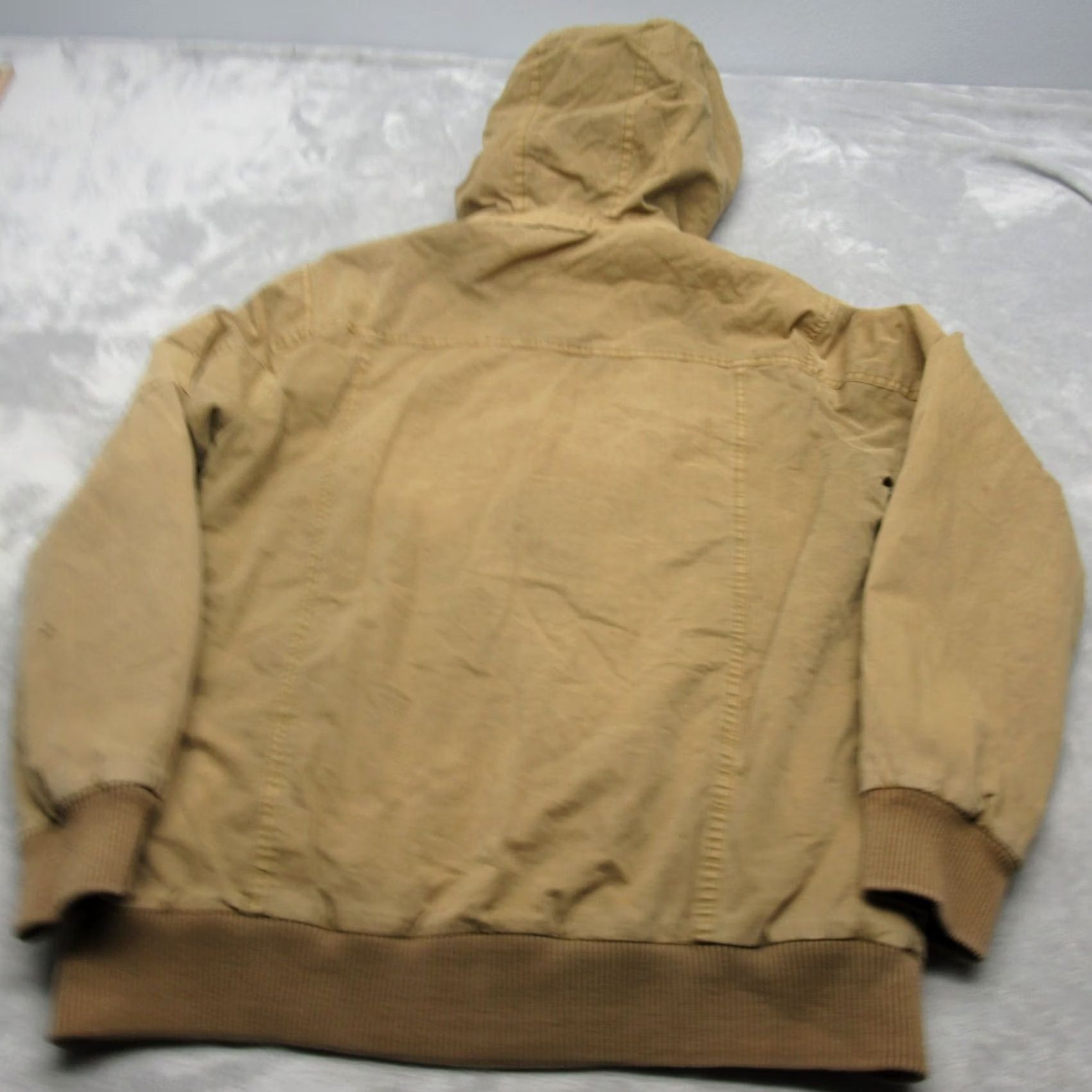 BKE BKE Jacket Mens Large Khaki Full Zip Hooded Sherpa Fleece Lined Pockets Canvas Cotton Utility Jacket Size US L / EU 52-54 / 3 - 3 Thumbnail
