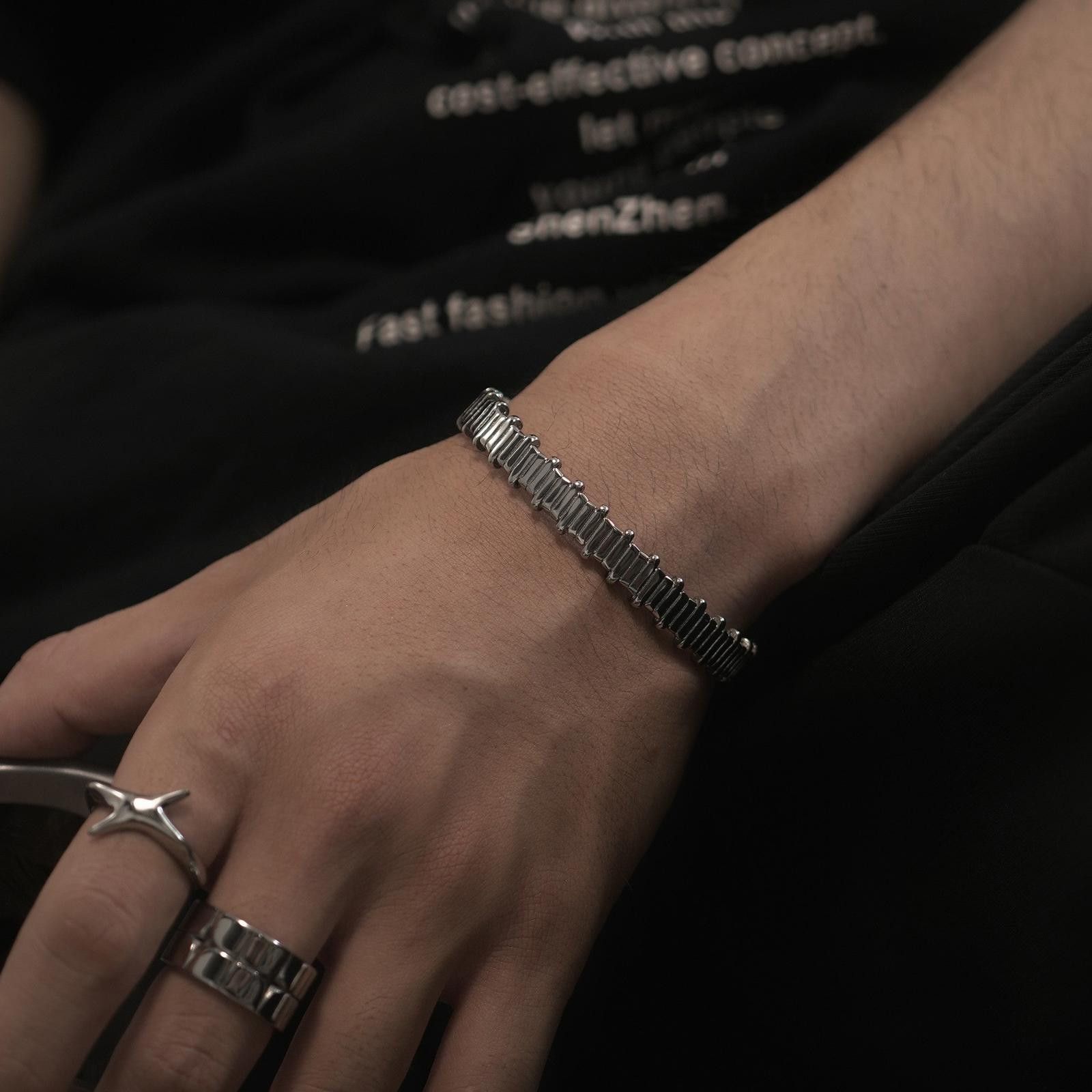 Jewelry Broken Silver Cuff – Wide Cold Wind Bracelet, Unisex Size ONE SIZE - 1 Thumbnail