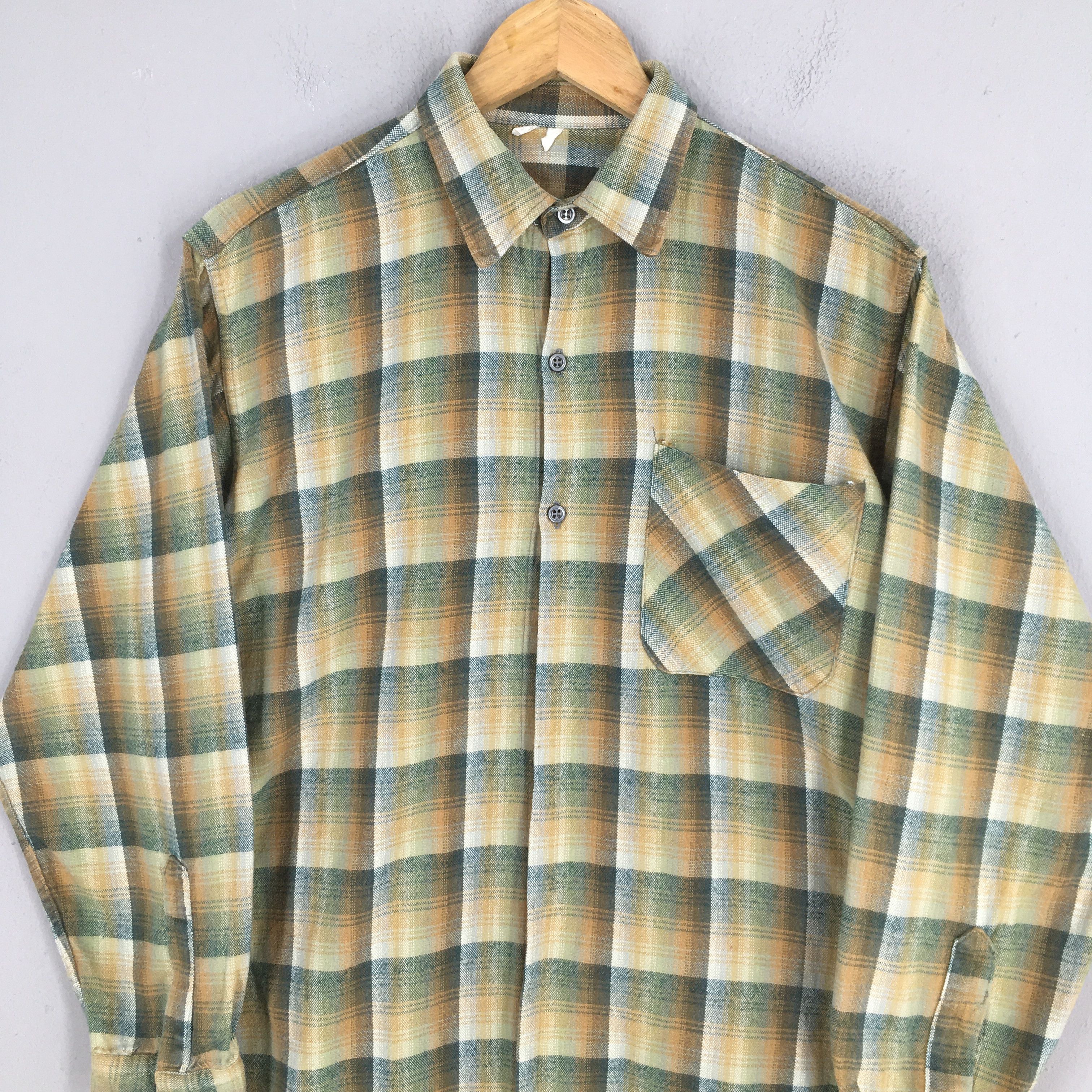 Vintage Vintage 80s Tartan Checkered Extra Long 3 Button Shirt Size US M / EU 48-50 / 2 - 2 Thumbnail