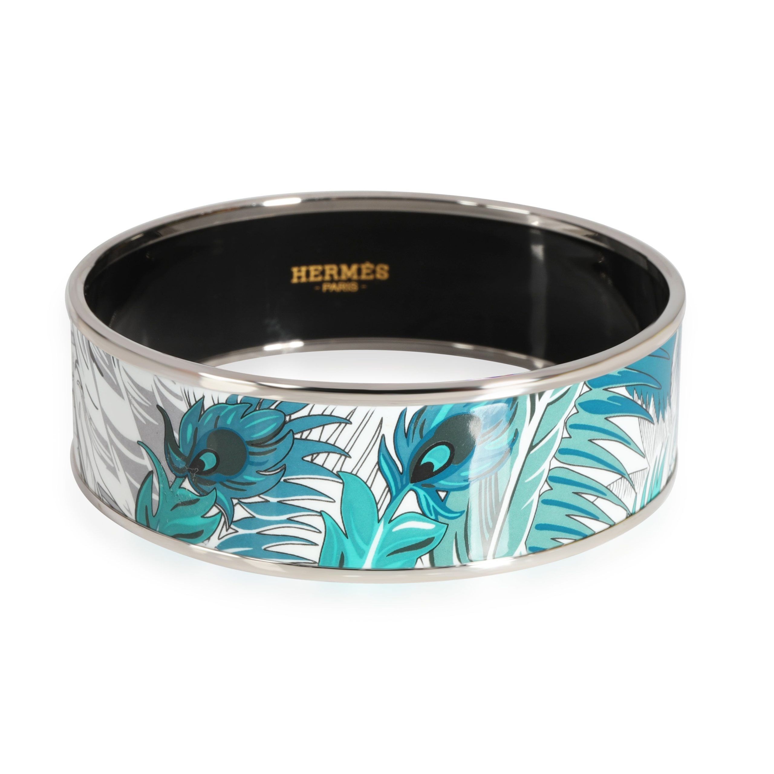 image of Hermes Mythique Phoenix Pierres Et Cactus Palladium Plated Enamel Bracelet in Gold, Women's