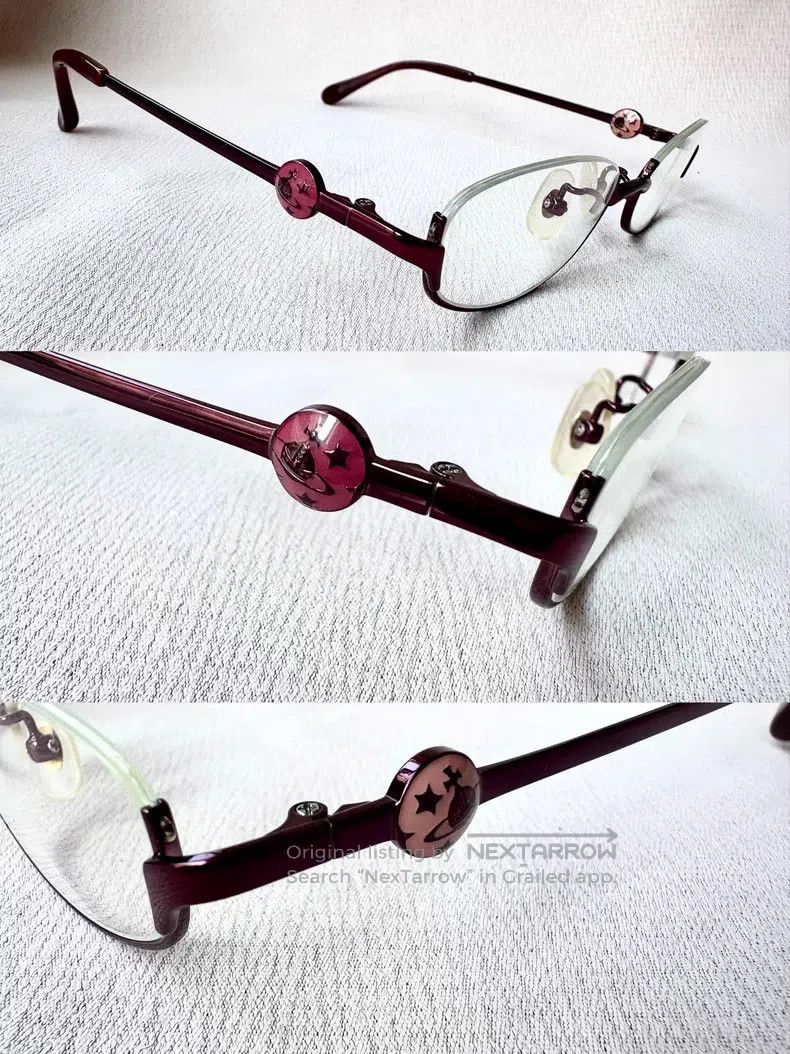 Vivienne Westwood Vivienne Westwood Burgundy Semi-Frame Saturn Glasses Size ONE SIZE - 2 Thumbnail