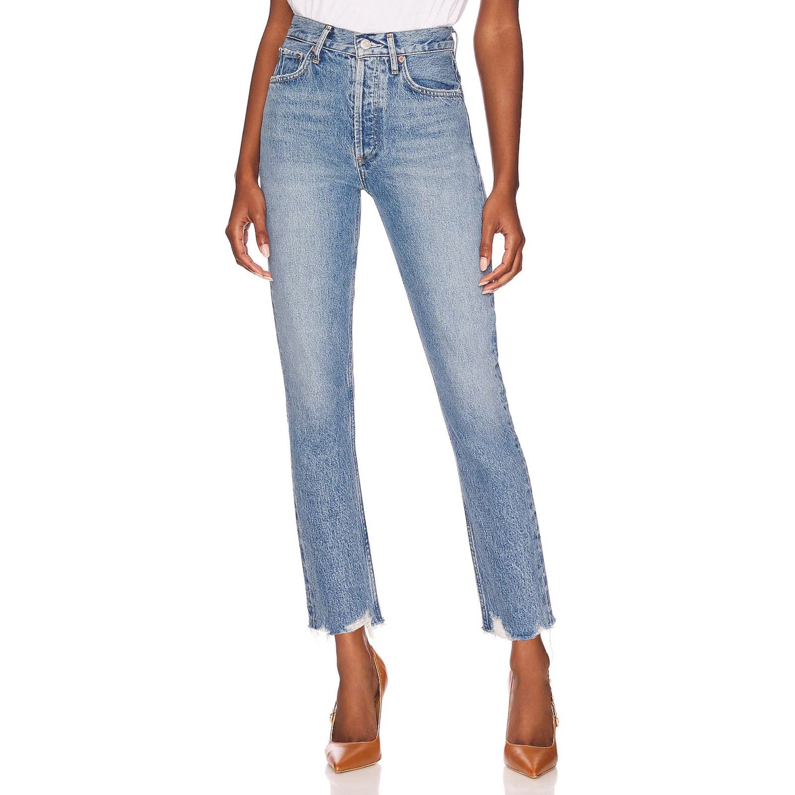 Agolde AGOLDE Riley High Rise Straight Crop Jean Haven Wash Size 25" / US 0 / IT 36 - 1 Thumbnail