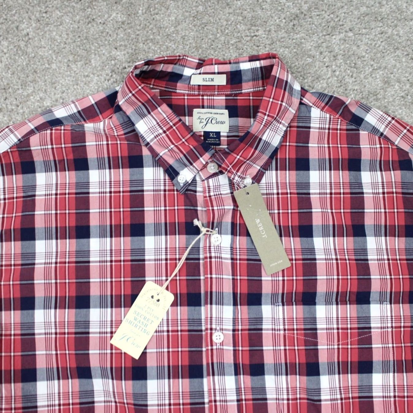 J.Crew J. Crew Shirt Mens XL Red/Blue Plaid Button-Up Slim Fit Cotton Long Sleeve Size US XL / EU 56 / 4 - 5 Thumbnail