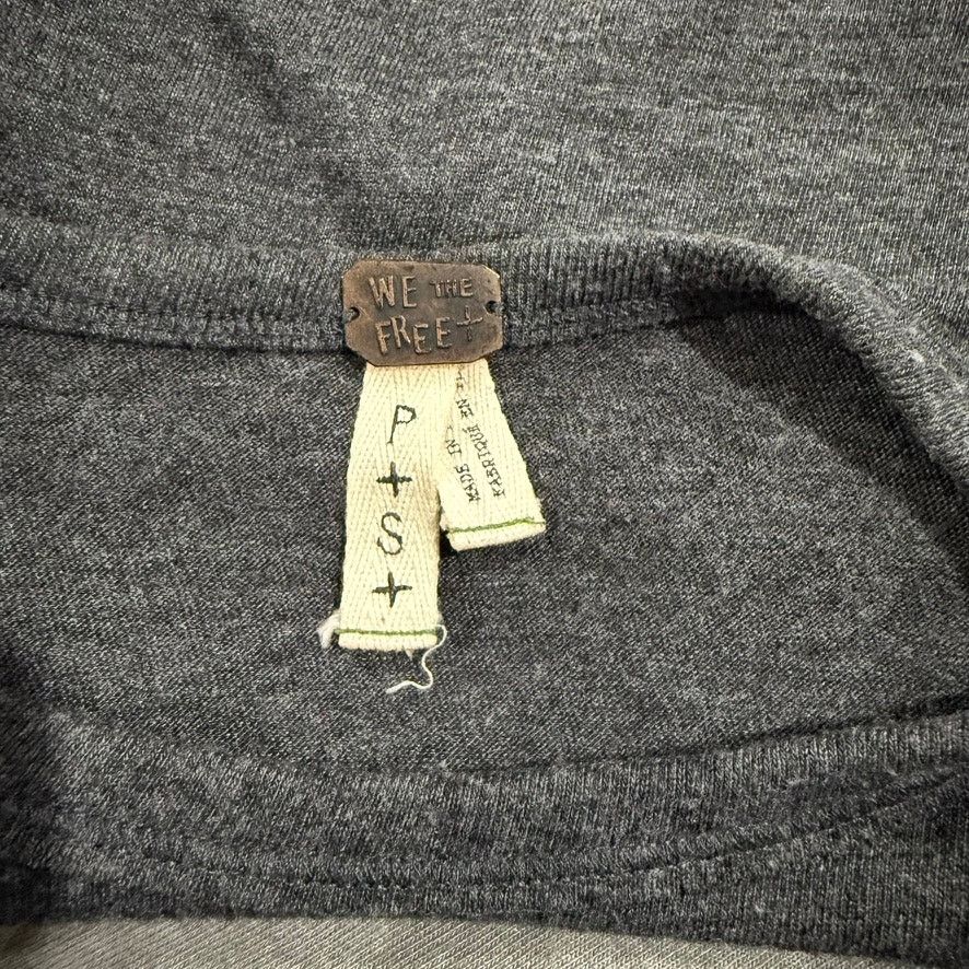 Free People We The Free Women's Gray Colorblock 3/4 Sleeve Blouse Small Size S / US 4 / IT 40 - 6 Thumbnail