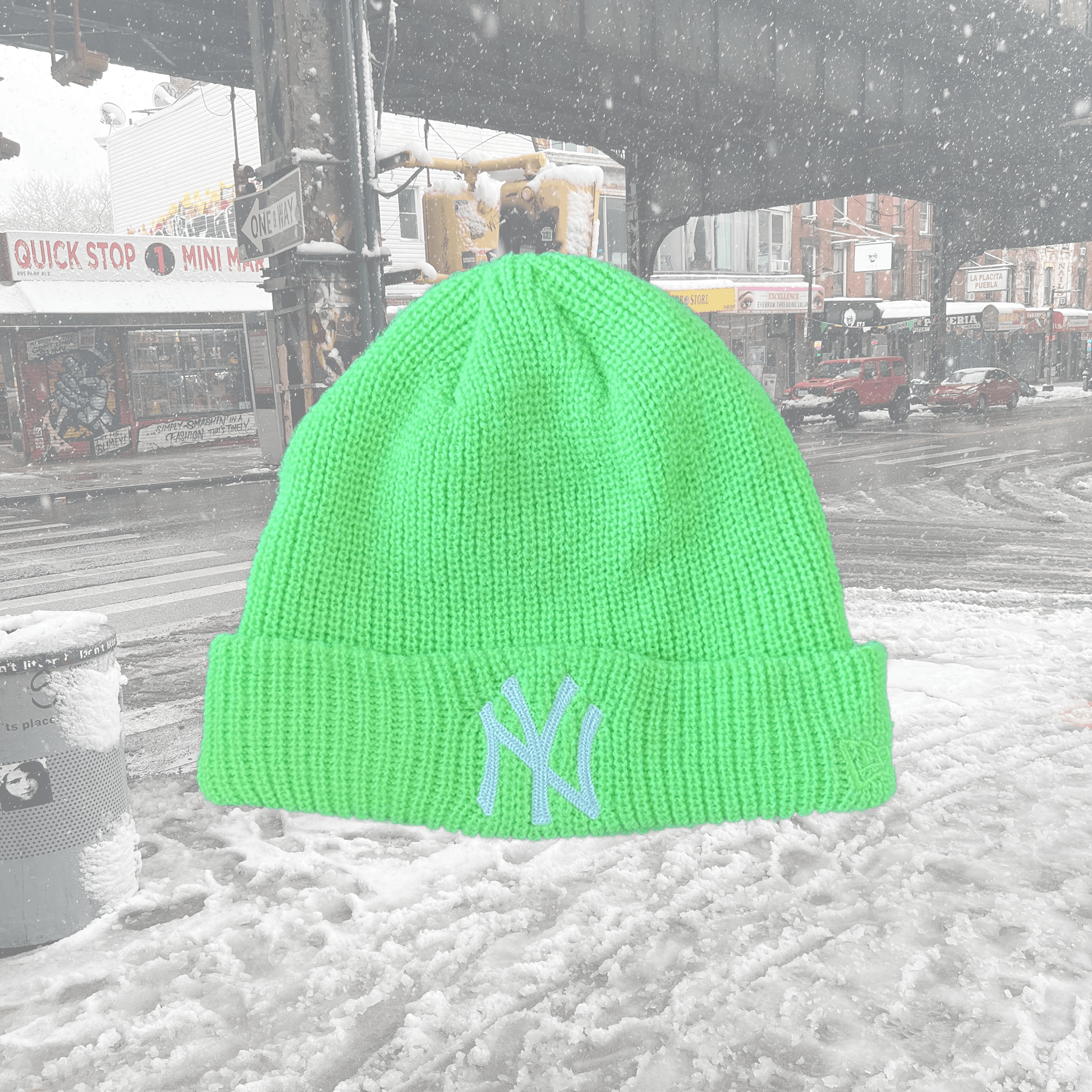 Aime Leon Dore × New Era Aime Leon Dore New Era Yankees Highlighter Green Beanie Size ONE SIZE - 1 Thumbnail