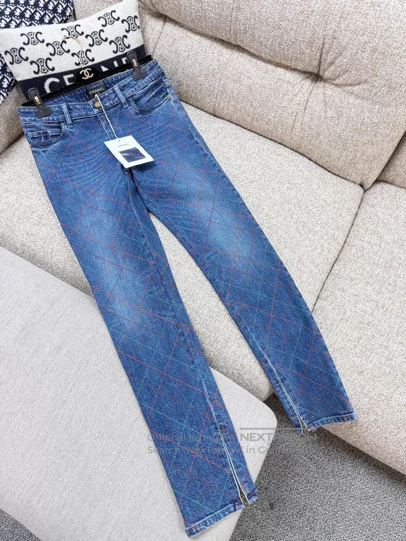 Chanel Chanel Colored line diamond plaid denim trousers Size 25" / US 0 / IT 36 - 2 Thumbnail