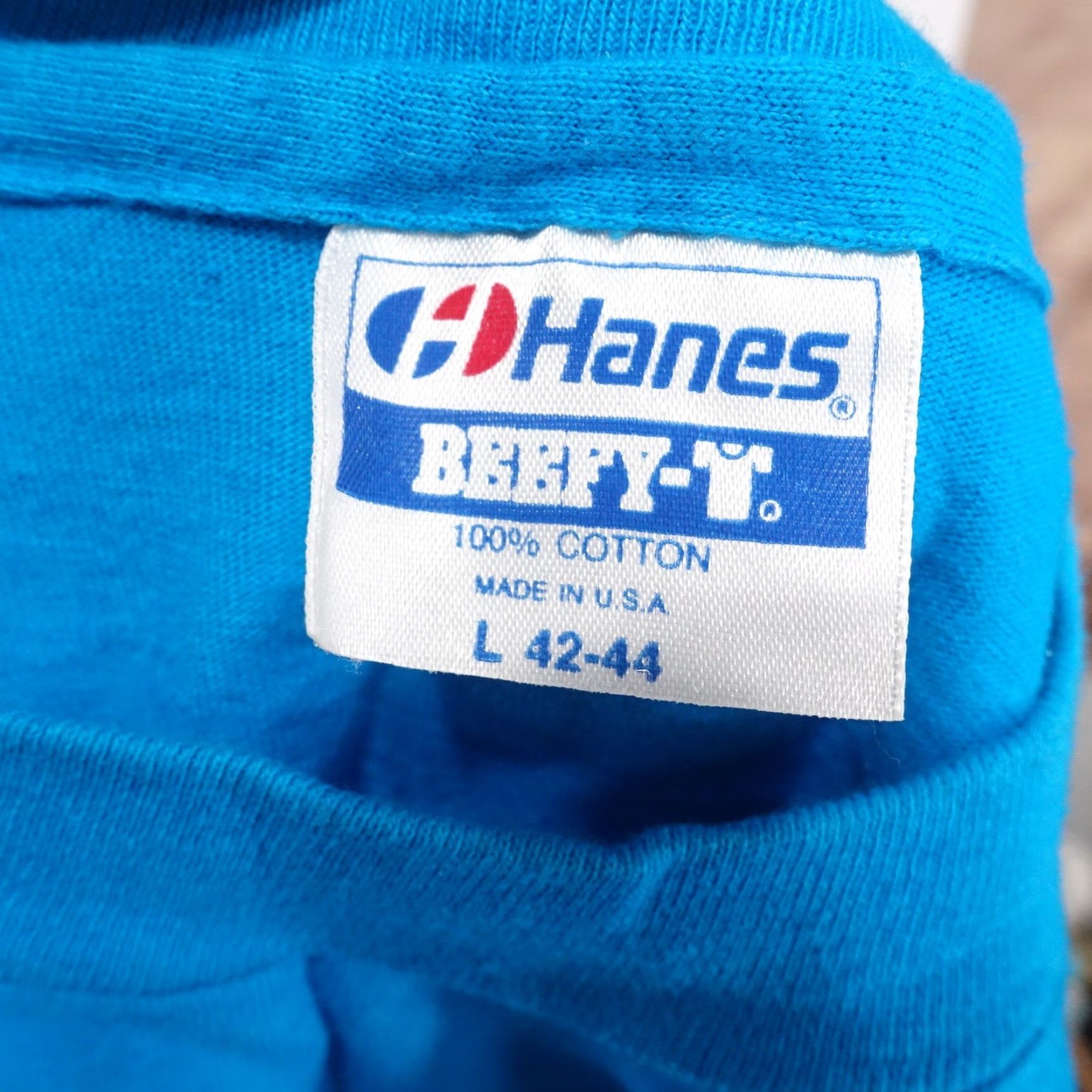 Hanes VINTAGE Hanes Beefy-T Shirt Men Large Blue 90s Long Sleeve Cotton Made in USA Size US L / EU 52-54 / 3 - 7 Thumbnail
