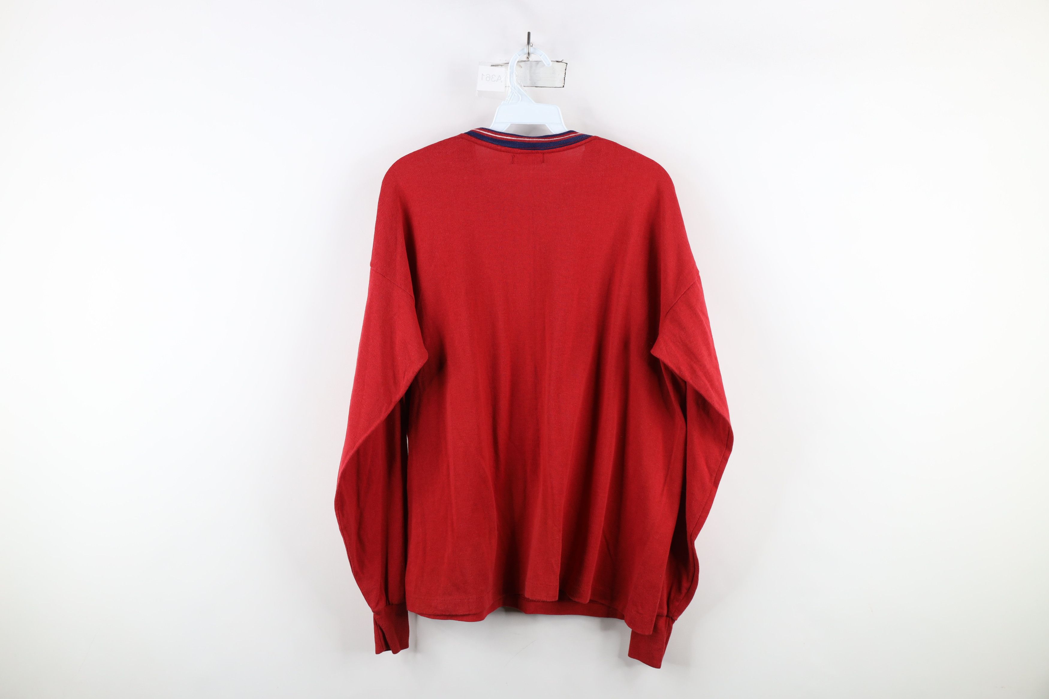 Vintage Vintage 70s Streetwear Blank Long Sleeve T-Shirt Red USA Size US XL / EU 56 / 4 - 8 Thumbnail