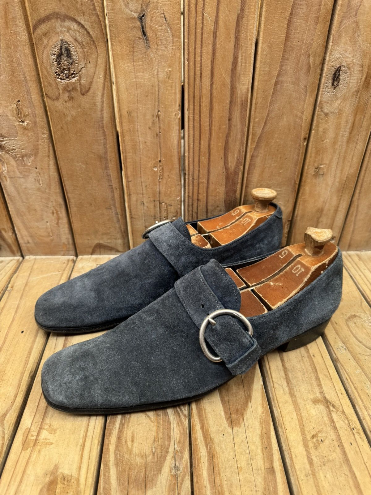 Prada Prada buckled blue suede Leather Men's Dress Shoes UK 9 Size US 10 / EU 43 - 5 Thumbnail