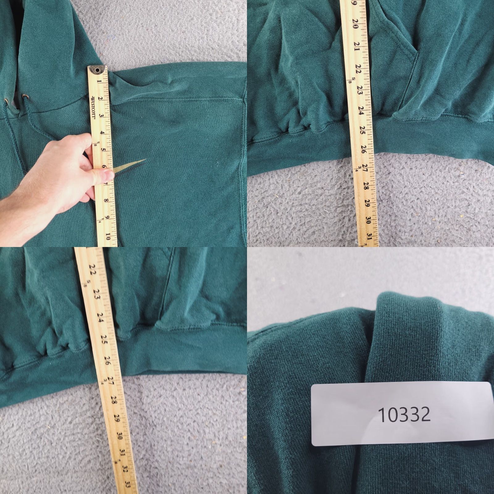 Nike VINTAGE Nike Hoodie Men's L Green Center Swoosh Made in USA FADE WORN BAGGY FIT 90s Pullover Hooded with Pockets Regular Sweatshirt Size US L / EU 52-54 / 3 - 8 Thumbnail