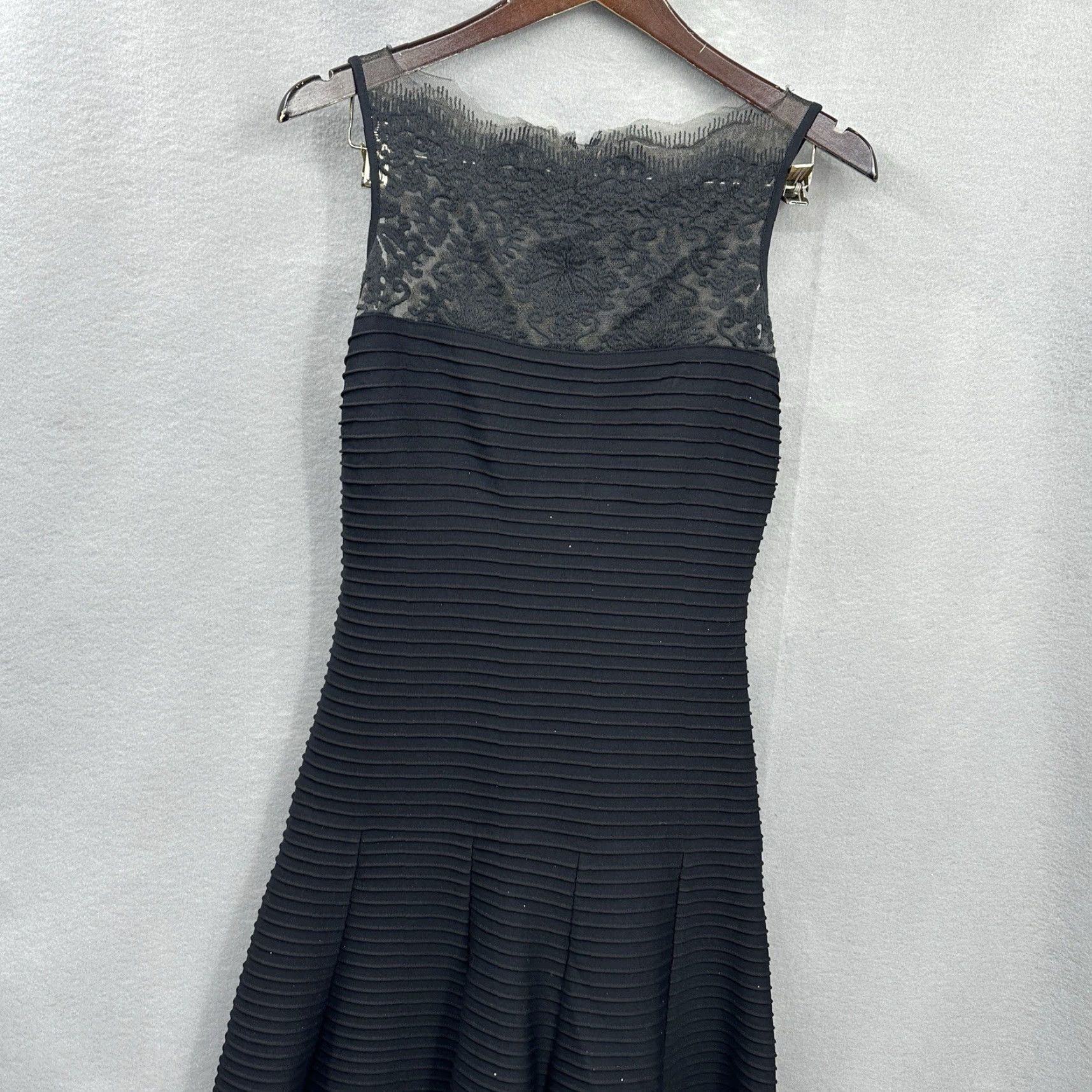 Tadashi Shoji VINTAGE Tadashi Shoji Dress Womens XS A-Line Lace Midi Black Beaded Party Coquette Retro Size XS / US 0-2 / IT 36-38 - 2 Thumbnail
