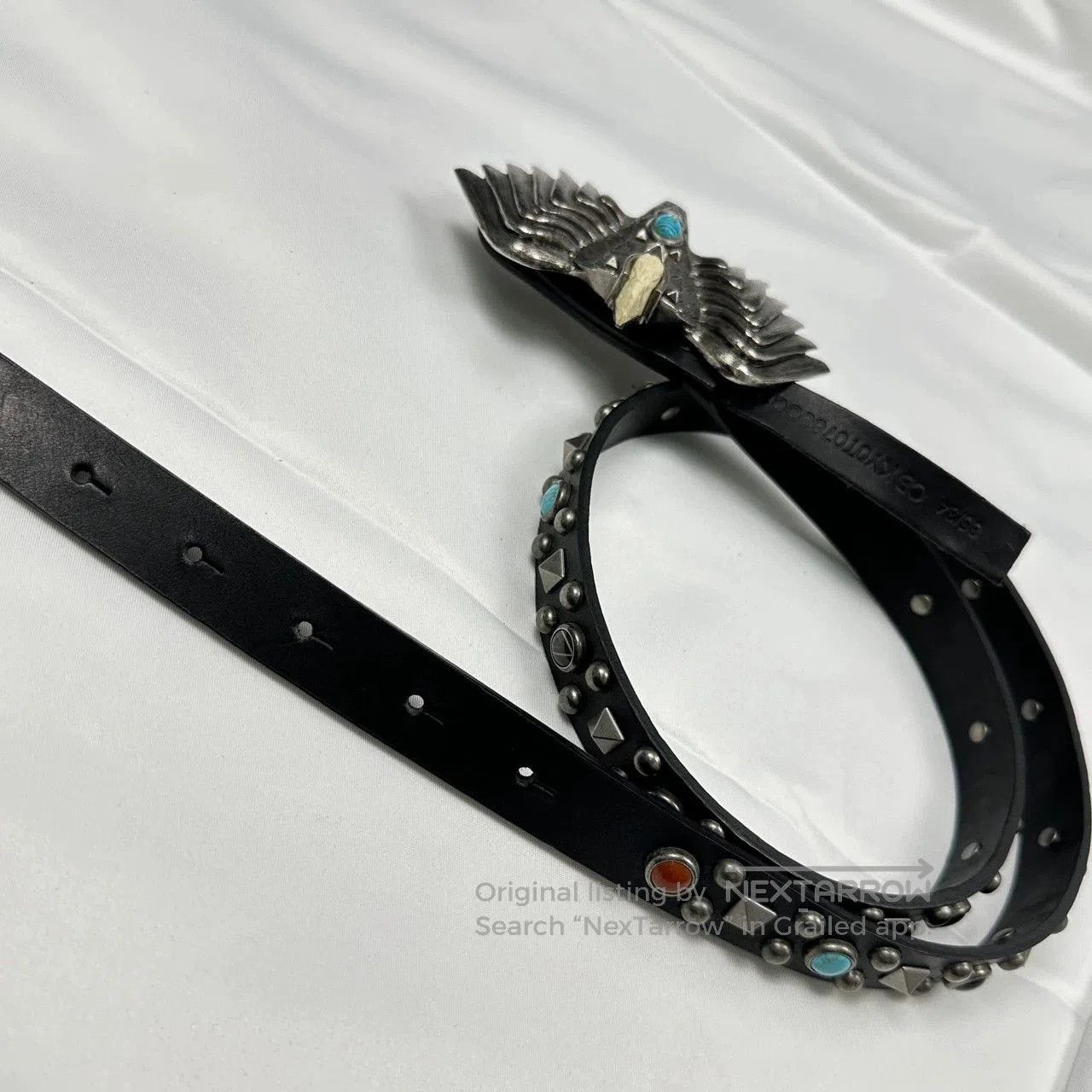 Vintage handmade eagle belt with turquoise accents. Size ONE SIZE - 7 Thumbnail