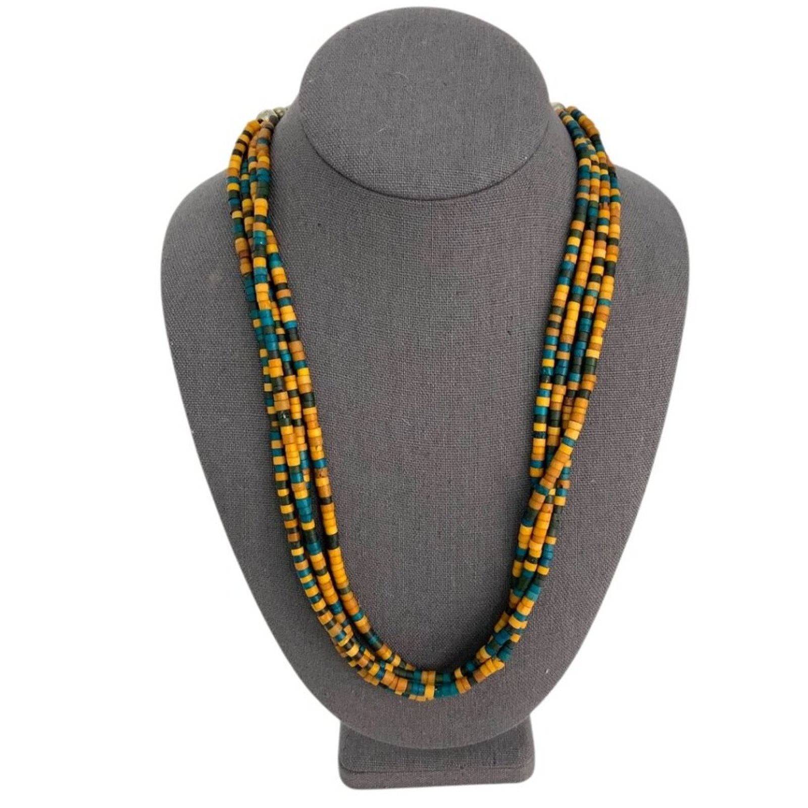 Other Vintage Beaded Multi Strand Layered Necklace Tan Blue Size ONE SIZE - 1 Thumbnail