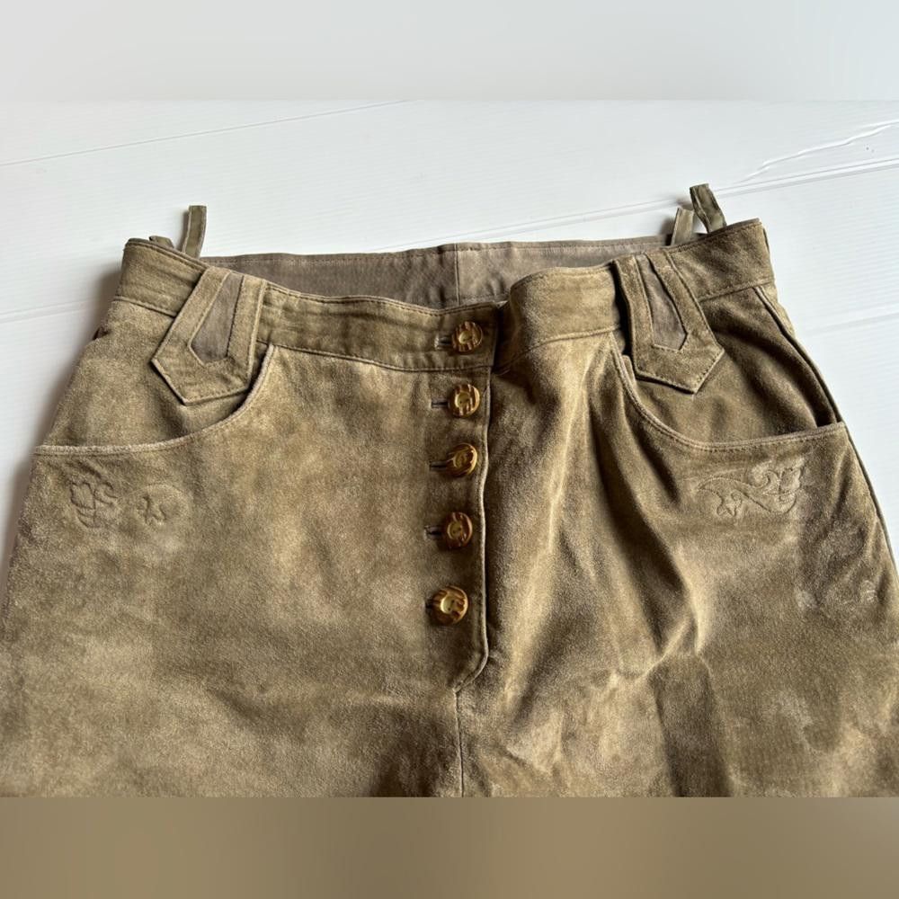 Designer Vintage 1980 Natural Life Suede embroidered Leather Pants Size 40" / US 18 - 3 Thumbnail