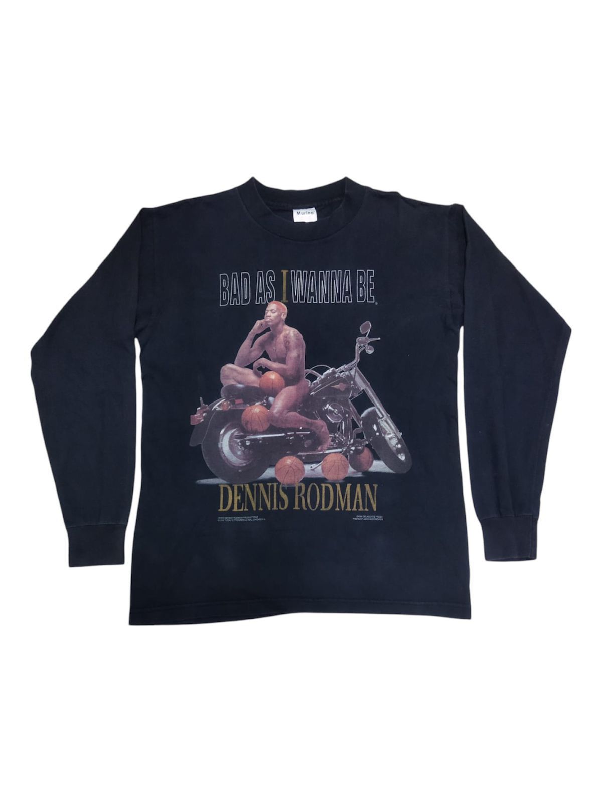 NBA × Vintage Vintage 90s Dennis Rodman Bad Ass I Wanna Be Long Sleeve Tee Size US M / EU 48-50 / 2 - 1 Thumbnail
