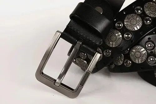 Japanese Brand Metal Rivet Cowboy Belt Genuine Leather Cowskin Size ONE SIZE - 3 Thumbnail