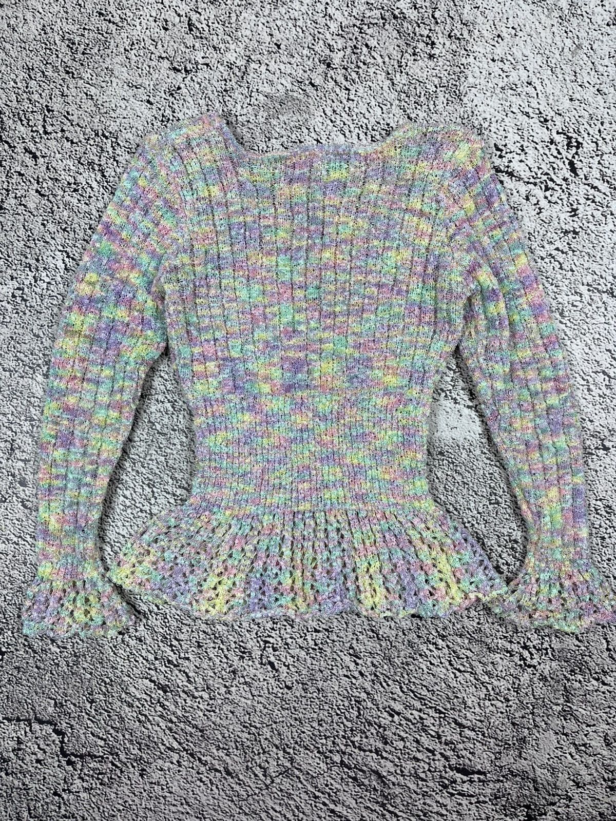 Japanese Brand Vintage Japanese Coloured Knit Peplum Top light sweater Y2K Size M / US 6-8 / IT 42-44 - 8 Thumbnail