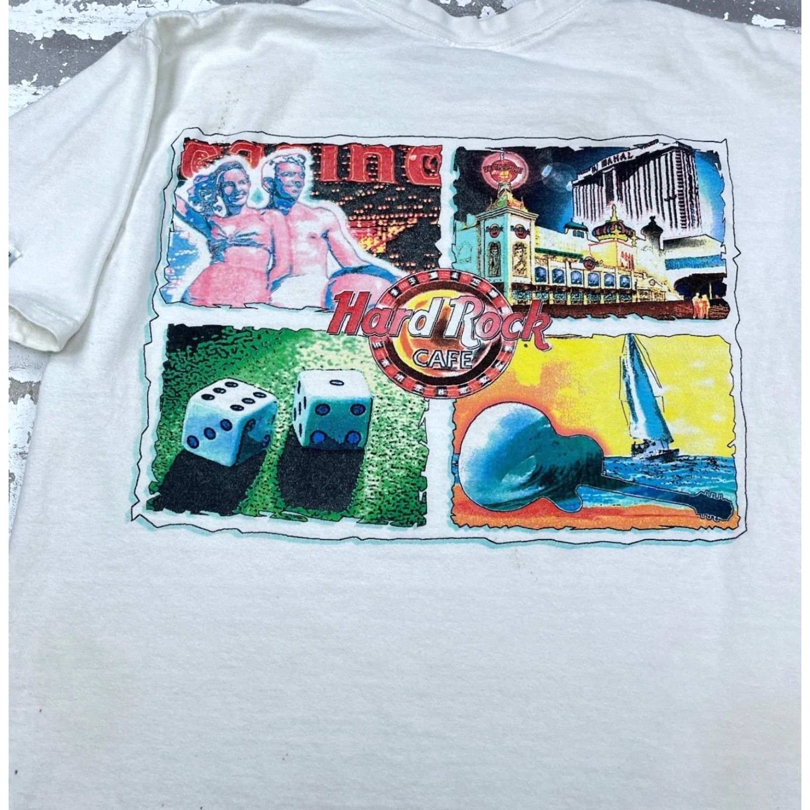 Hard Rock Cafe VINTAGE Hard Rock Cafe Shirt Men Medium White Heavy Tee 90s Retro Logo Graphic Print Cotton Polyester Jersey Short Sleeve Crew Neck T-Shirt Mens Size US L / EU 52-54 / 3 - 3 Thumbnail