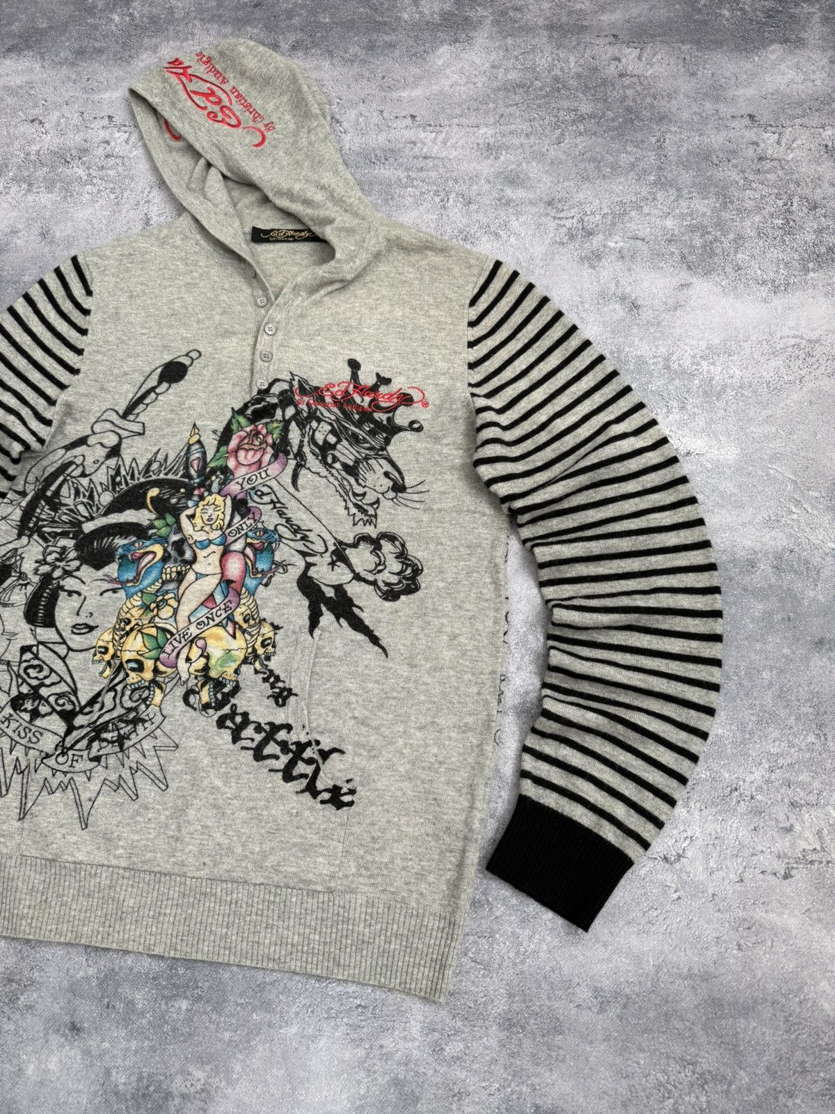 Ed Hardy Vintage Y2K Ed Hardy By Christian Audigier Big Logo Hoodie Size US L / EU 52-54 / 3 - 6 Thumbnail