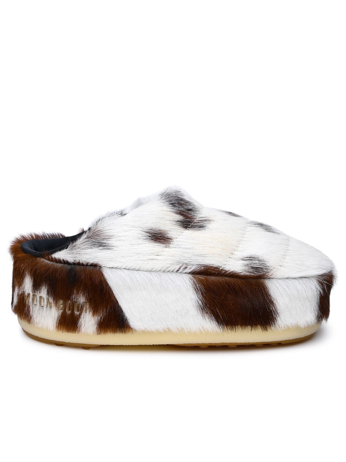 image of Moon Boot Moonboot Two-Tone Pony Hair Slipper in White, Women's (Size 9)