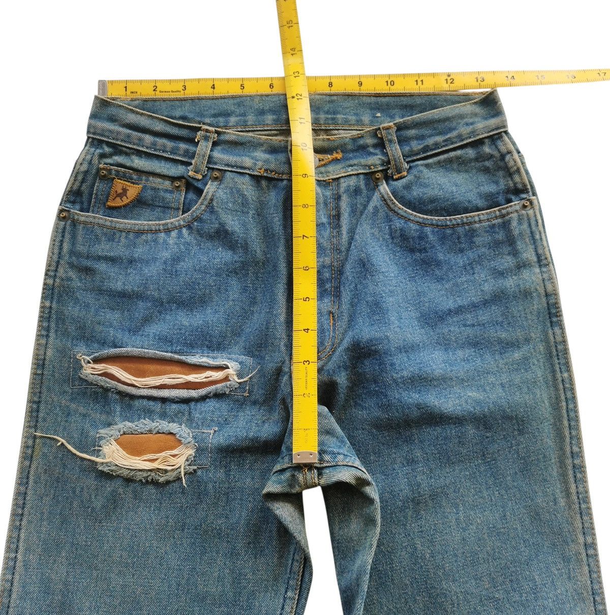 PPFM Vintage Lois Pussy Scratch Patchwork Denim Jeans Size US 27 - 10 Thumbnail