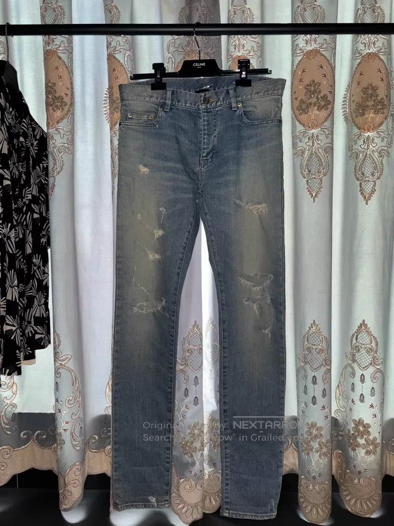 Saint Laurent Paris Saint Laurent Paris Cat Whisker Demon Claw Blue Destroyed Size US 31 - 1 Thumbnail