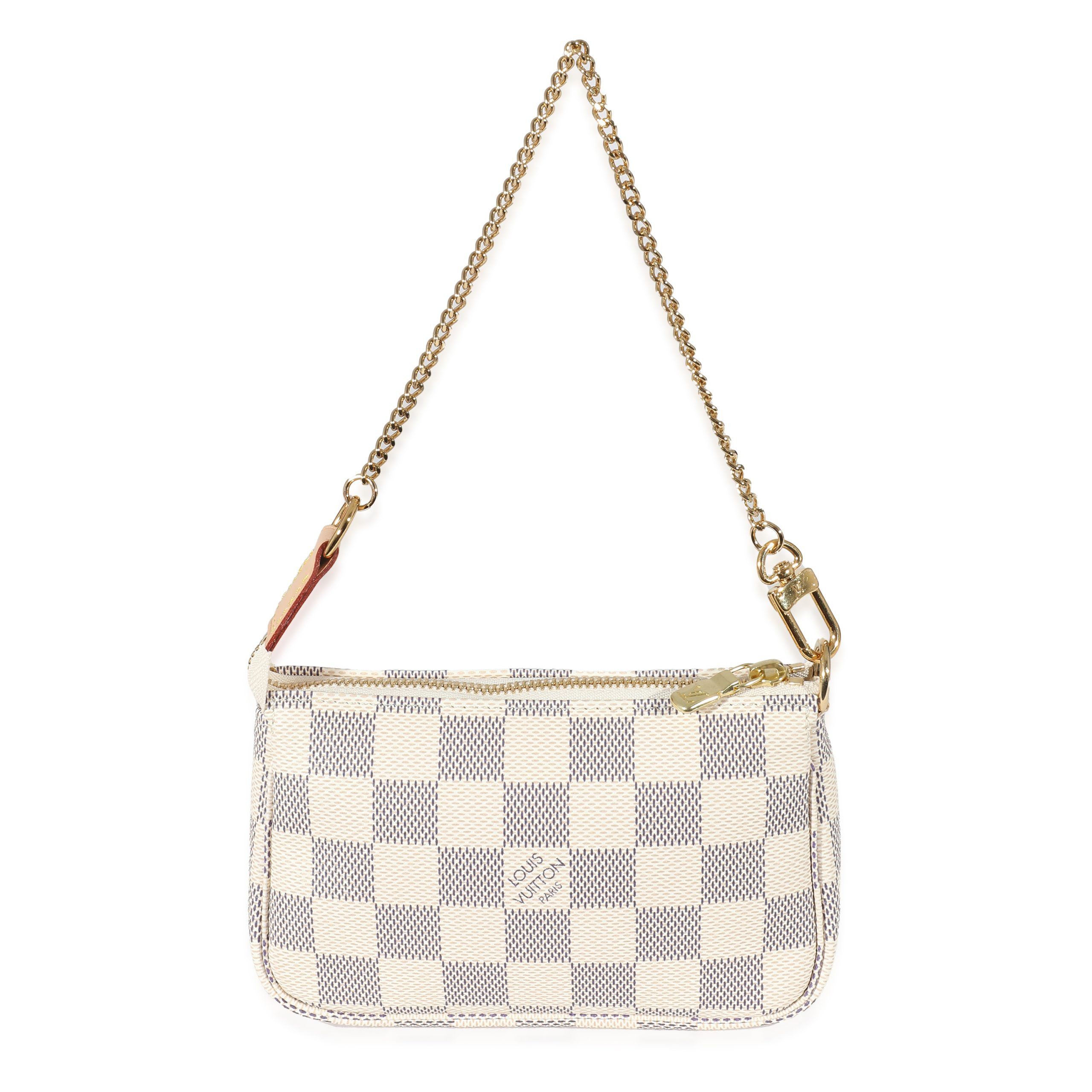 image of Louis Vuitton Damier Azur Canvas Mini Pochette Accessoires in Brown, Women's