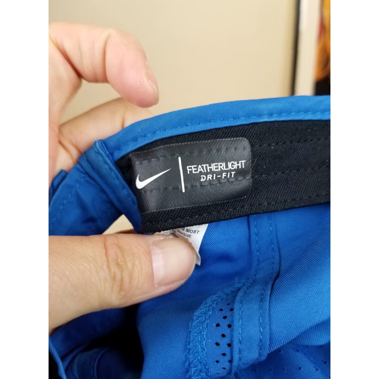 Nike VINTAGE NIKE WHITE SWOOSH BLUE RUNNING DRI-FIT HAT CAP SHIRT? Size ONE SIZE - 5 Thumbnail